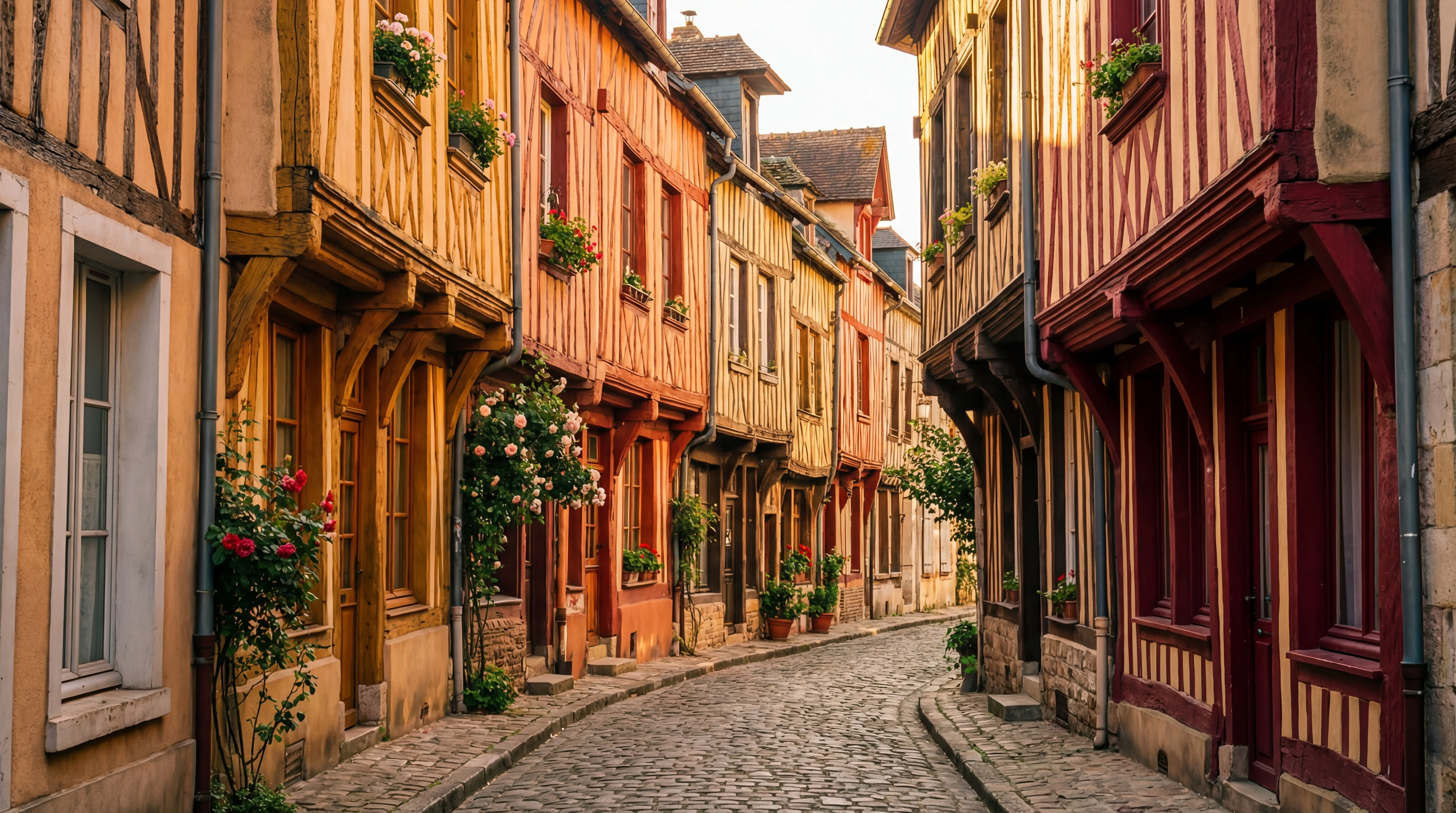 Ruelle pittoresque de Troyes avec ses maisons &agrave; colombages